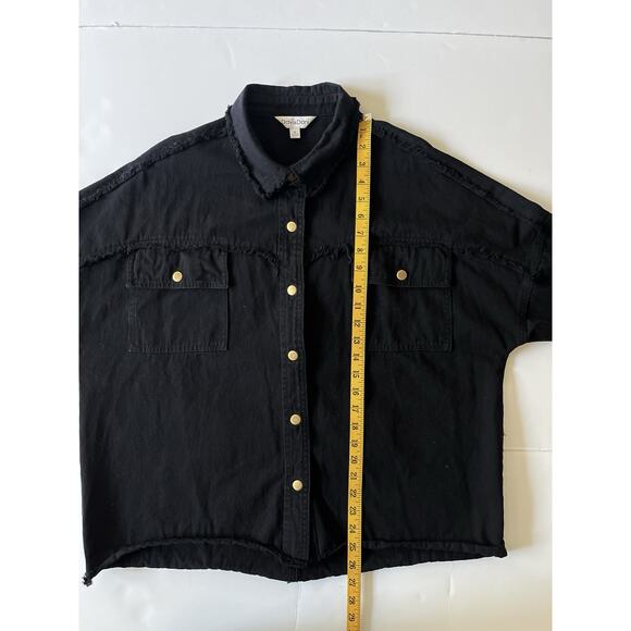 Davi And Dani Rock And Roll Denim Jacket Women M Black Oversized Raw Hem Concert - Picture 7 of 9